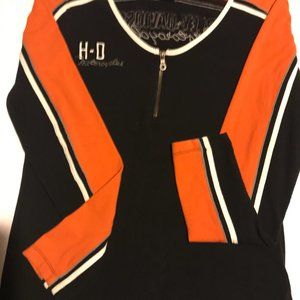 Harley Davidson Ladies Shirt, size L Black & Orange